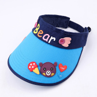 儿童太阳帽2-12岁宝宝遮阳防晒帽女童春夏季帽男童潮大檐帽子 蓝色（bear熊 2-12岁（新疆，西藏勿拍 调节范围（4