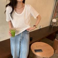 可可里小姐锁骨短袖T恤女装夏季2021新款潮v领甜辣妹上衣服ins潮 白色 M