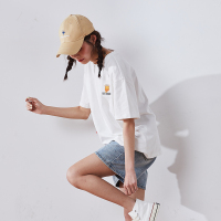 唐狮2021夏季新款短袖t恤女白色打底上衣女ins潮夏装韩版宽松百搭 本白 S