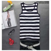 雨季淡然男士紧身背心 夏装季修身情侣汗条纹背心 夏男装汗衫潮 3号(黑色) 165/S