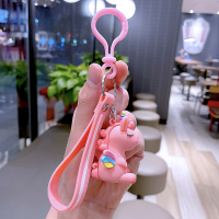 水晶漂浮独角兽钥匙扣女精致ins风个性创意情侣钥匙链可爱小挂件 粉独角兽滴胶