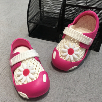 实心底0-4岁小雏菊凉鞋防踢宝宝鞋子夏季软底学步鞋男女小童鞋子 98小雏菊玫红色 20