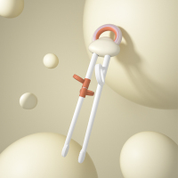 贝恩施儿童筷子训练筷宝宝吃饭学习筷子神器小孩练习筷餐具2-6岁 彩虹儿童学习筷[瓦尼尔红]