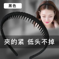 发箍女洗脸用压发气质夏天头箍发带带齿防滑发夹头窟碎发发卡头饰 百搭黑(夹头包退)