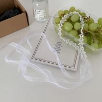 仙女在人间~两用颈链飘带发饰超仙珍珠花朵网纱发带发箍日韩头饰 珍珠花朵