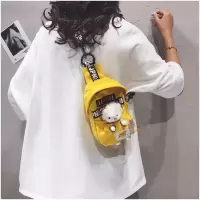 可爱小羊包包女夏季新款帆布胸包ins百搭挎包单肩斜跨包潮小包包 黄色小羊挂件
