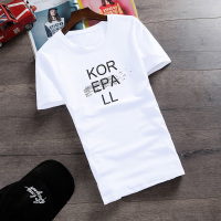 夏季白色短袖t恤男士韩版修身青少年情侣装体恤衫潮男装夏天半袖 DT40白色 S