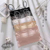 冰丝无痕内衣女裹胸吊带防走光抹胸背心学生高中少女文胸夏季薄款 黑色(冰丝2件装) 均码(建议75-120斤)