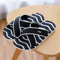 大码男士居家居一字拖防滑浴室情侣凉拖鞋按摩休闲户外沙滩潮拖男 交叉黑色 运动鞋码数 35