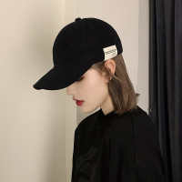 韩版ins休闲贴布棒球帽子女春夏百搭情侣显脸小黑色遮阳鸭舌帽男 黑色 可调节(55-60cm)