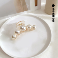赵露思同款珍珠鲨鱼夹女大号发量多后脑勺发夹夏抓夹发抓夹子头饰 小号透明珍珠
