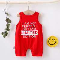 婴儿衣服薄款夏宝宝无袖背心连体衣夏季0一3月超萌洋气哈衣爬服潮 红色 59cm