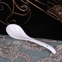 2个大汤勺陶瓷勺家用汤勺餐馆瓷勺汤匙大号长柄粥勺稀饭勺舀汤勺 纯白大勺1个