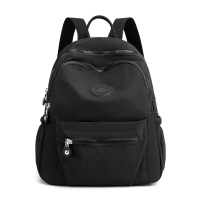 新款帆布牛津布尼龙双肩包女夏大容量防水小背包时尚轻便旅行书包 黑色