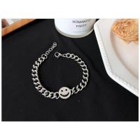 钛钢不掉色~个性情侣ins小众设计感笑脸手链字母冷淡风潮手饰男女 2497笑脸一条