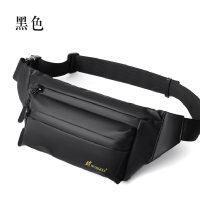 彬澳袋鼠多功能防水手机腰包男女士情侣旅行小胸包单肩斜挎布包男 黑色