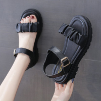 配裙子仙女凉鞋2021年新款夏季百搭厚底罗马鞋时尚小众款晚晚女鞋 黑 色 35