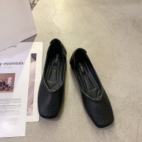 单鞋女夏2021年新款法式软皮百搭平底豆豆舒适软底仙女晚晚温柔鞋 黑色 35