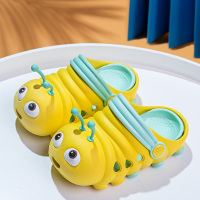 宝宝拖鞋夏防滑婴幼儿女童儿童小童凉拖可爱软底小孩家居男洞洞鞋 黄色[毛毛虫] 内长12.5cm