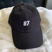 帽子女夏季简约数字休闲鸭舌帽学生软顶帽情侣街头弯檐遮阳棒球帽 黑色 可调节54-60厘米