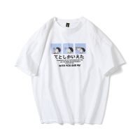 @方少男装 动漫印花短袖男夏季韩版潮流情侣百搭休闲宽松半袖T恤 白色 M