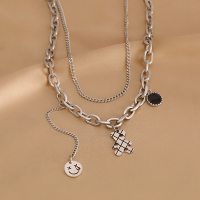 古婷双层小熊项链女夏ins嘻哈小众设计笑脸锁骨链2021年新款潮酷 小熊项链