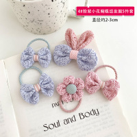 儿童蝴蝶结发饰扎头发发圈女童宝宝不伤发头绳时尚扎马尾发绳夏季 4#粉紫小花蝴蝶结发圈5件套[热卖款]