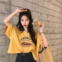 大码女装胖妹妹2021夏季短袖宽松清新学生bf风印花短款上衣t恤女 白色 均码[建议80-115斤]