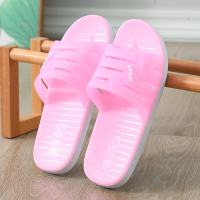 新款情侣水晶果冻透明凉拖鞋女夏防滑居家用室内外穿塑料沙滩拖鞋 双色女粉 39