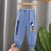 夏季男童童天丝牛仔裤薄款软儿童夏装裤子宽松防蚊裤中小童休闲裤 天丝牛仔-miqi 100cm