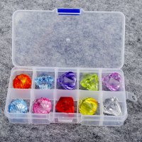 儿童钻石玩具水晶宝石塑料亚克力七彩串珠大宝箱盒女公主奖励礼物 亚克力钻石10枚随机颜色直径22MM