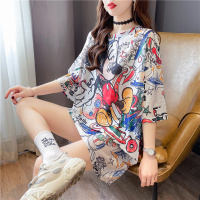 大码真丝雪纺遮肚子连衣裙薄款速干T恤休闲裙子夏装新款2021 6020纳米丝老鼠 M[推荐80-110斤]