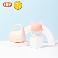 IKV小熊护手牙胶婴儿磨牙棒硅胶防吃手环神器宝宝咬胶玩具可水煮 粉实色+收纳盒