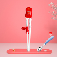 迪士尼儿童训练筷子3岁二段6岁宝宝学习筷餐具套装吃饭勺子一段2 3D汽车益智筷[送勺子]