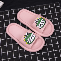 居家室内拖鞋男夏可爱卡通宿舍情侣凉拖鞋软底个性小鳄鱼男式凉拖 粉色 200码[内长约18.5cm]