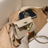小包包2021新款潮高级感单肩女包斜挎百搭ins洋气凯莉手提包 卡其色