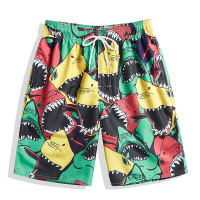 沙滩裤可下水宽松速干男士五分泳裤泡温泉防尴尬情侣海边度假短裤 1994彩色鲨鱼 M
