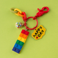 积木钥匙扣挂件创意个性汽车可爱男女情侣书包锁匙链圈环包包挂饰 颜色一