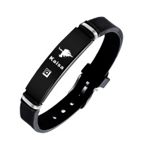 LOL英雄联盟亚索凯隐卡沙盲僧 周边钛钢手环学生情侣潮手链手镯02 卡沙02款黑针式手镯