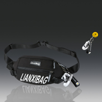 潮牌斜挎包男时尚潮流男士日系轻便休闲胸包小背包单肩学生腰包 黑色-送[挂件]