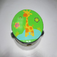 儿童小铃鼓木制幼儿园老师演出表演玲鼓奥尔夫乐器婴儿手拍鼓 绿色小鹿款1个