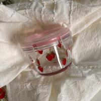 可可爱爱~mini燕窝桃胶分装玻璃罐家用保鲜盒果酱玻璃盒带盖 清新小花方罐(带盖)