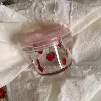 可可爱爱~mini燕窝桃胶分装玻璃罐家用保鲜盒果酱玻璃盒带盖 清新小花方罐(带盖)