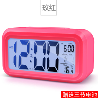 闹钟学生用创意个性床头儿童小电子表智能时钟多功能闹铃大音量 2代1组闹铃[无温度版]红色 13.8厘米