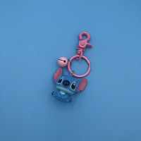 创意史迪仔公仔汽车钥匙扣韩国ins可爱情侣树脂钥匙挂件包包挂饰 粉色树脂史迪仔
