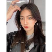 圆圈圈耳环女夏季时尚圆环大耳圈高级感轻奢气质耳饰2021年新款潮 4cm银色耳圈-银针