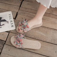 花朵凉拖鞋女仙女风夏外穿ins潮2021新款时尚外出珍珠厚底沙滩鞋 红色蝴蝶结 35