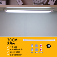 台灯护眼学习酷毙灯大学生寝室神器宿舍神灯ledUSB充电床头小台灯 30cm一档白光[无开关] +1.8米线 按钮开关