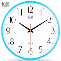 铂晨静音挂钟创意时尚石英钟表简约时钟客厅卧室钟表现代家用挂表 蓝盘金秒针 10英寸(直径25.5厘米)