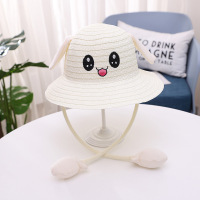 耳朵会动帽子儿童草帽夏季皮卡丘男女童防晒渔夫帽亲子宝宝太阳帽 白色 50-54cm(建议3-8岁) [收藏加购,优先发货